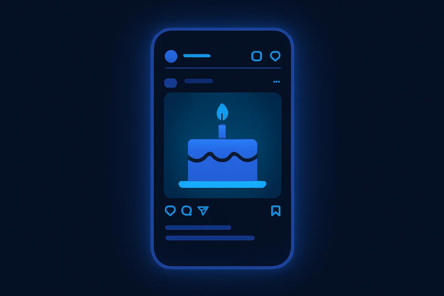 A smartphone screen showing the Instagram app open with a birthday post.