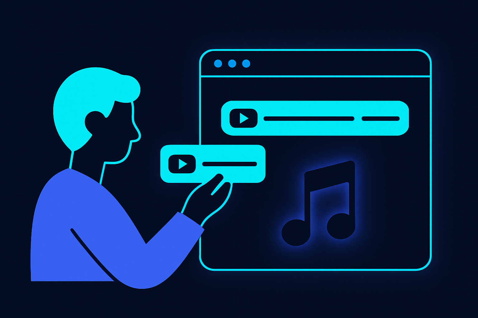 Illustration showing a user pasting a YouTube link into an online audio extractor.