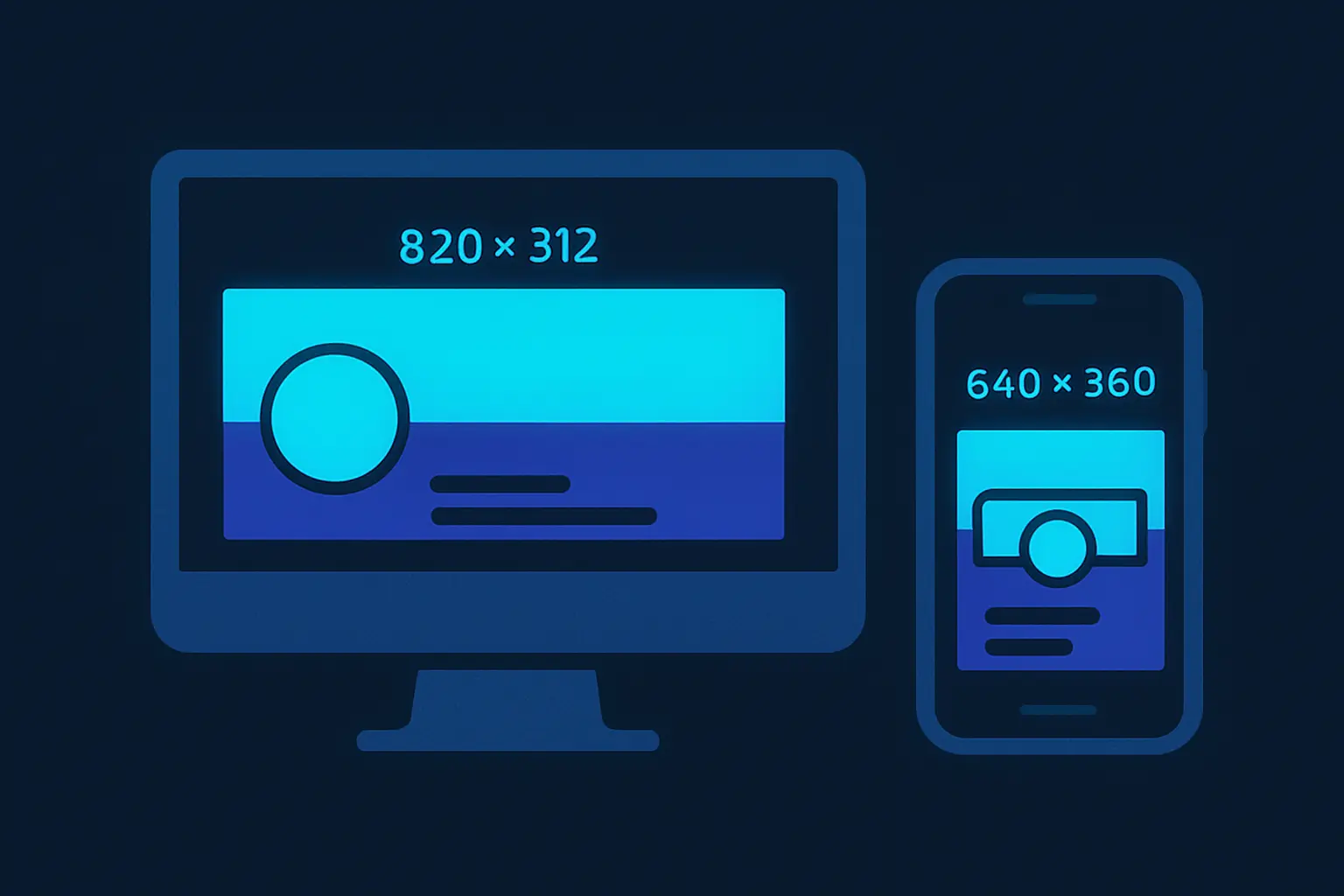 Illustration of a desktop and mobile view of a Facebook cover photo with dimensions.