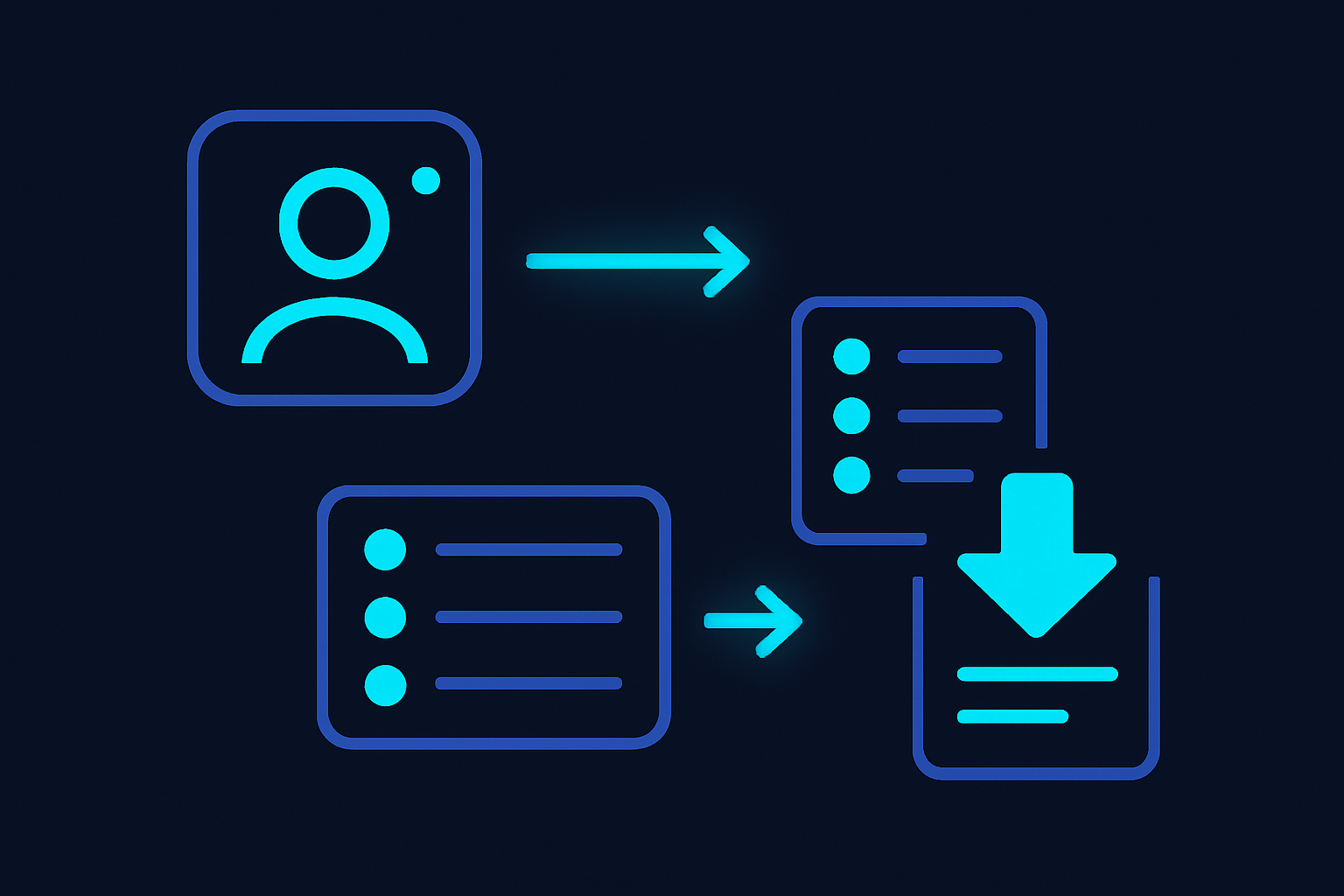 Diagram showing step-by-step Instagram follower data export process.