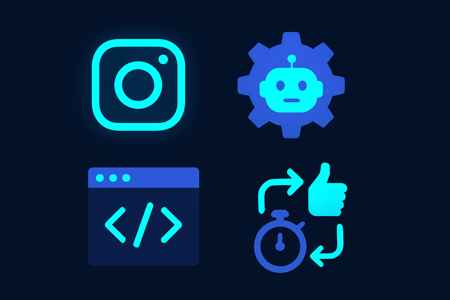 Icons representing different Instagram automation tools