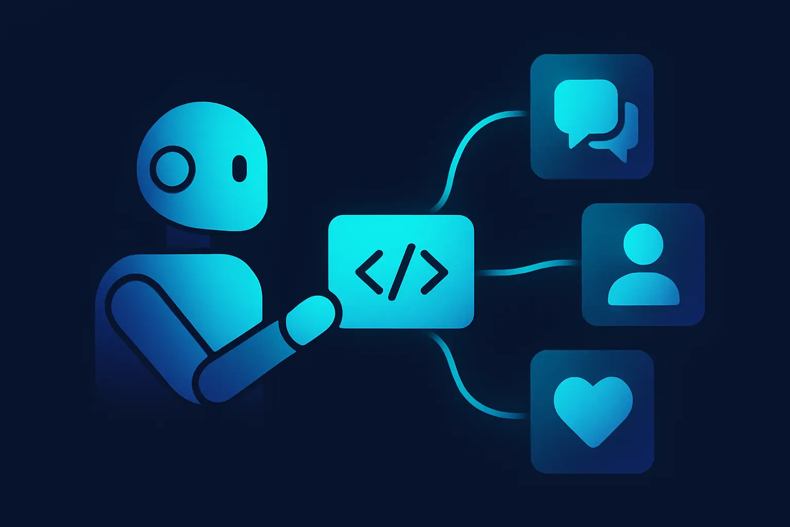 Illustration of an AI agent seamlessly interacting with multiple social media APIs.