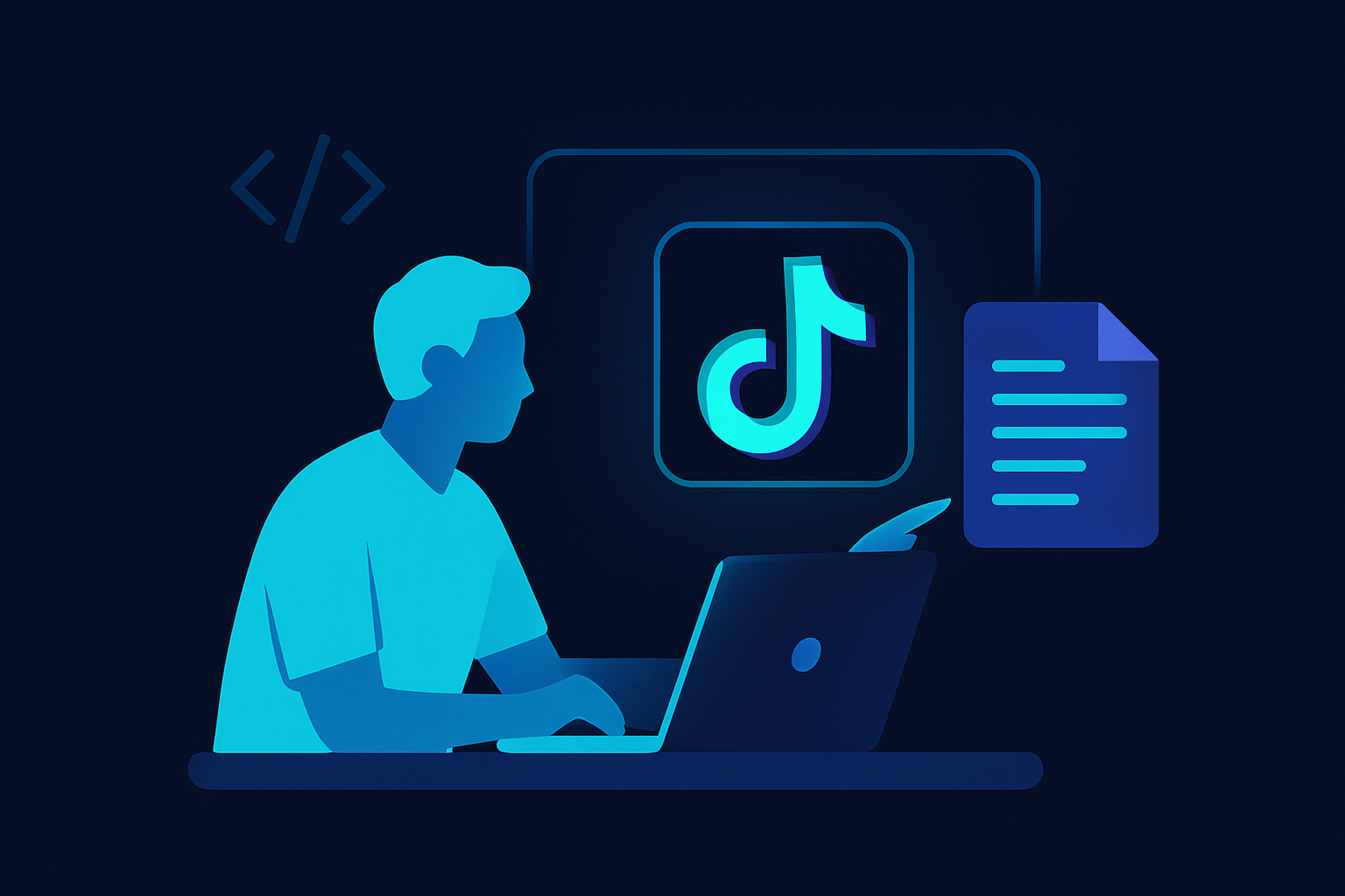 Illustration of a developer retrieving a transcript from TikTok