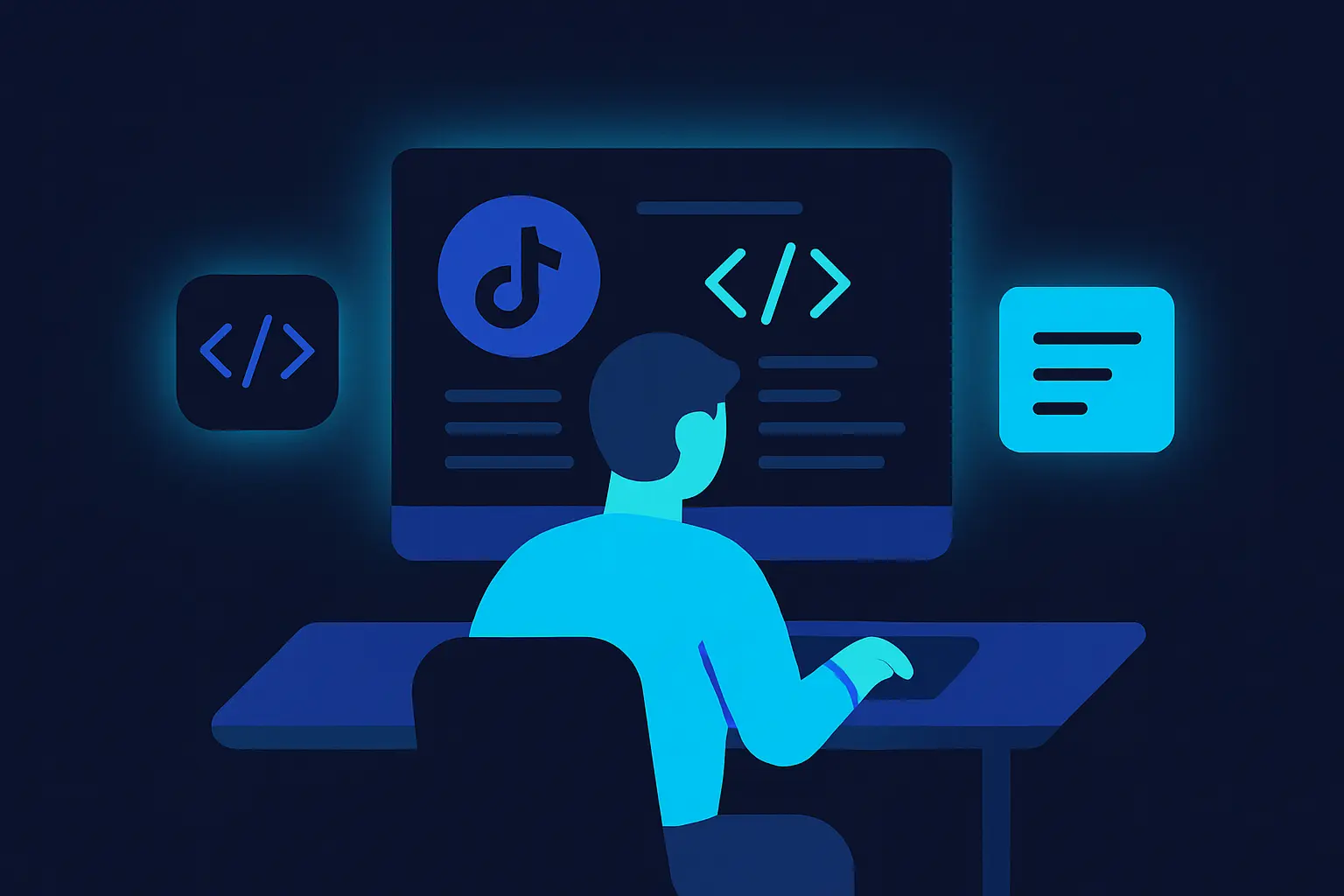 Developer coding with TikTok API on screen