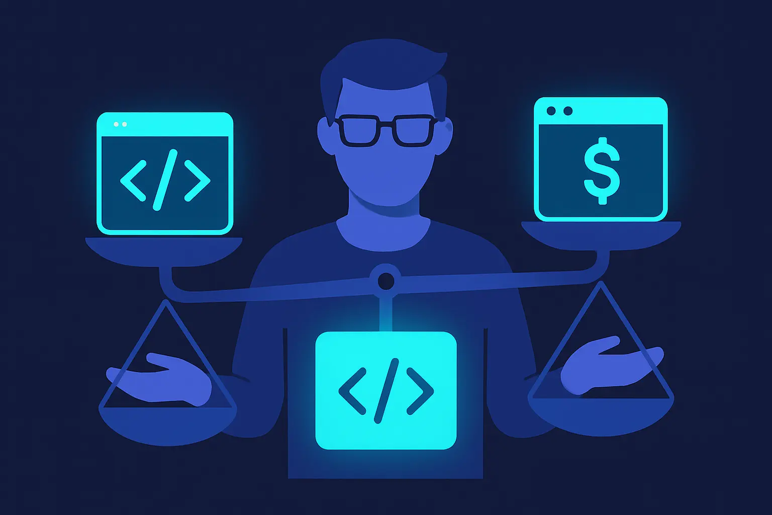 Illustration of a developer weighing different API pricing options.