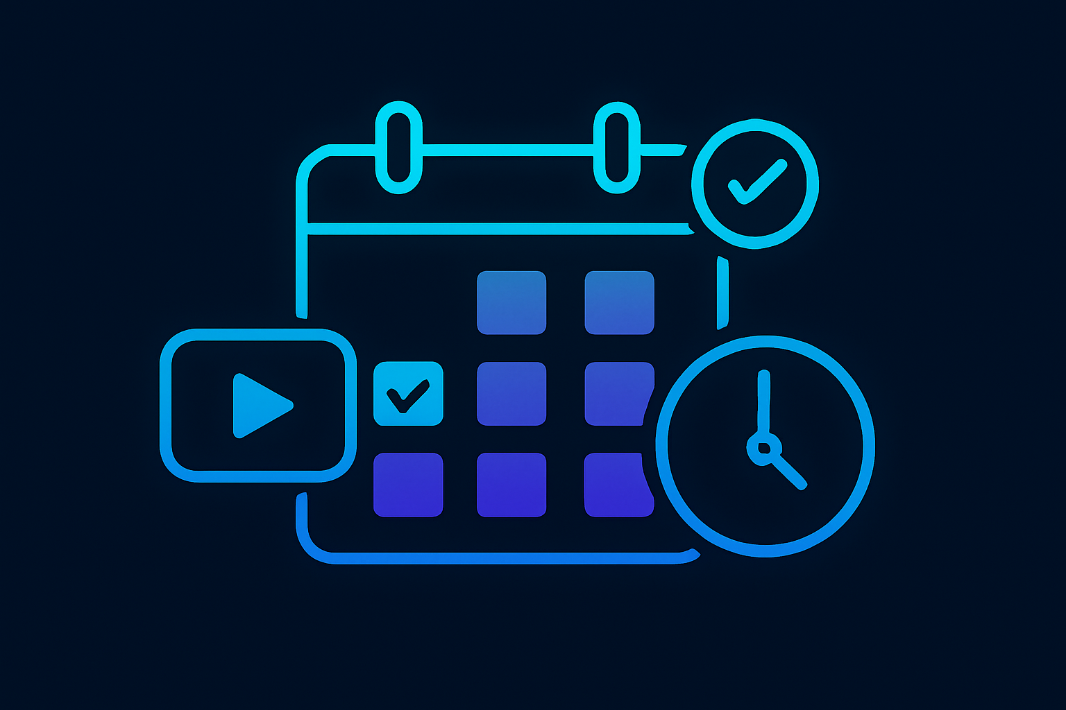 An illustration of a content calendar with automated scheduling checks for a YouTube channel.